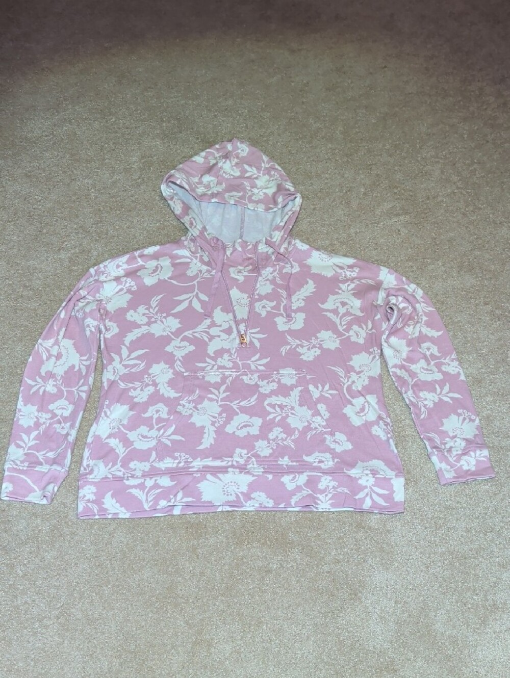 Girls' Pink Floral Hoodie Top
